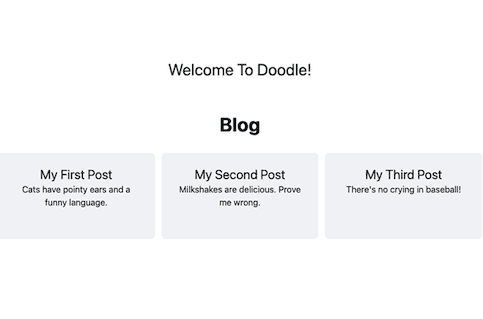 Rendered blog template with posts